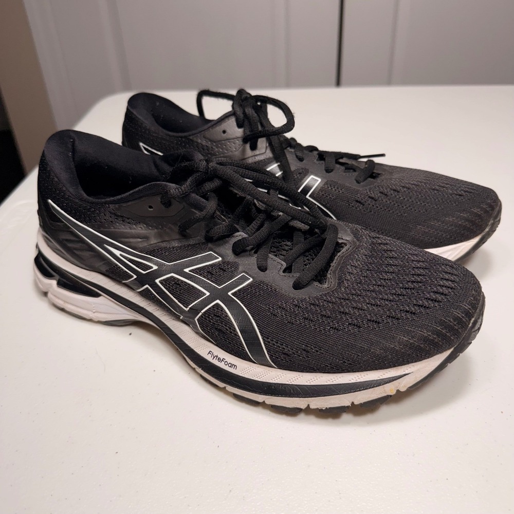ASICS GT-2000 9 Mens Running Shoes Black White FlyteFoam Athletic Sneakers 8.5